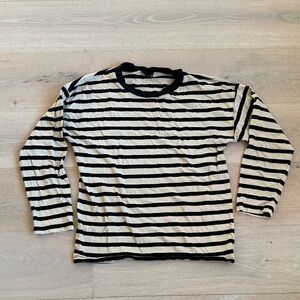 J crew women’s Black cream Striped 3/4 Sleeve Shirt sz small